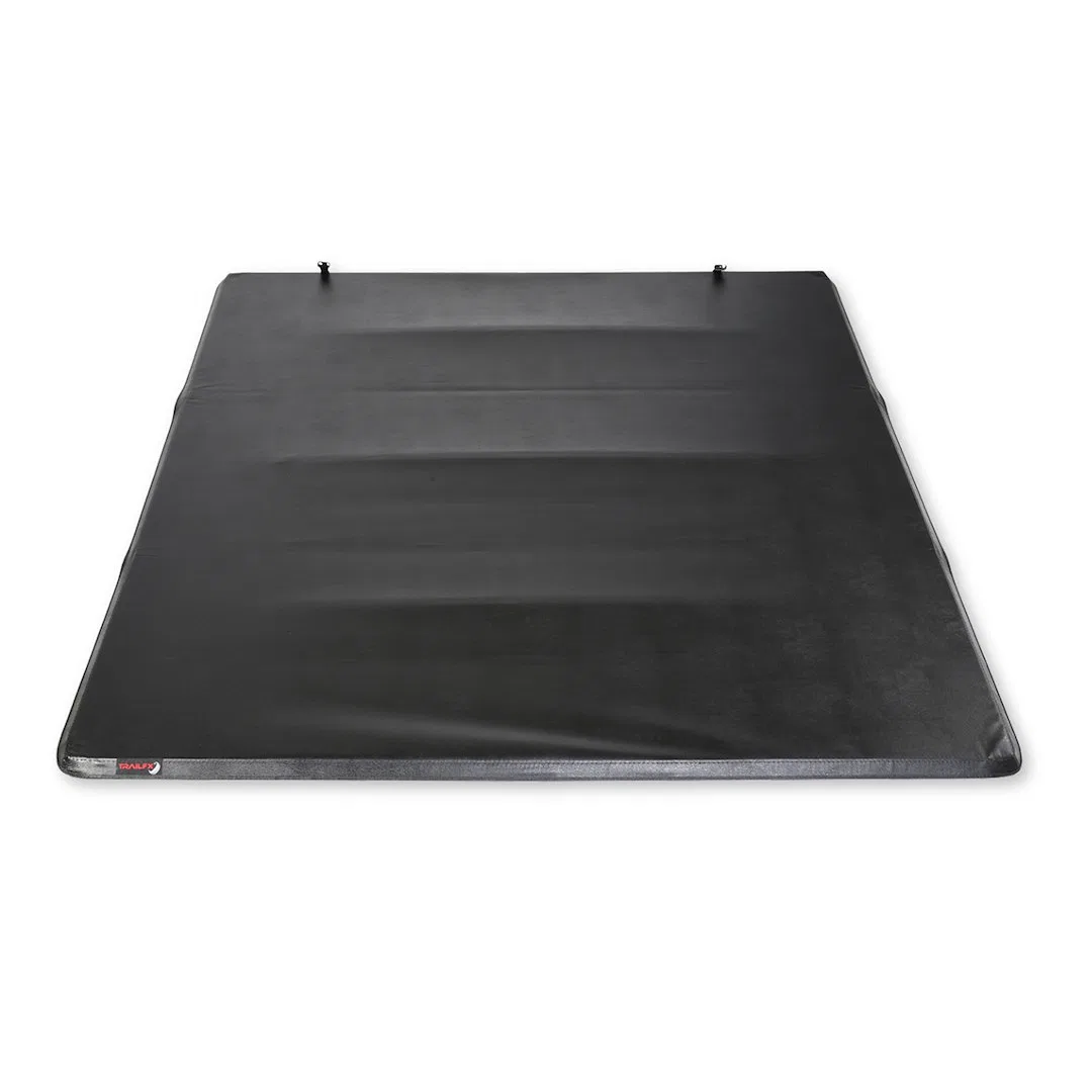 TFX1003 – TRAILFX Tonneau Cover, Soft Folding 2 Folds/ 3 Panels Lockable Using Tailgate Handle Lock Black Vinyl With ...